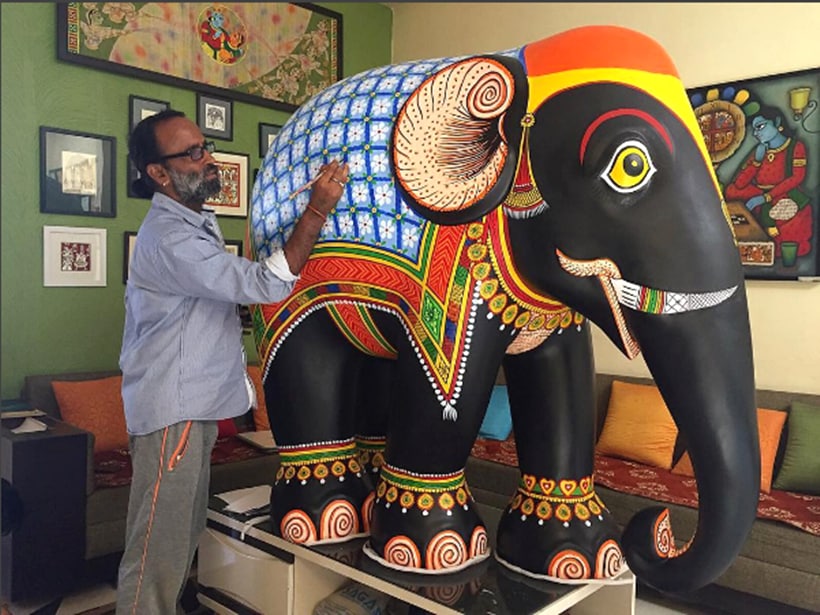 elephant parade photos, mumbai elephant parade images, Elephant Parade India, Pichvai art images, indian elephant art pics