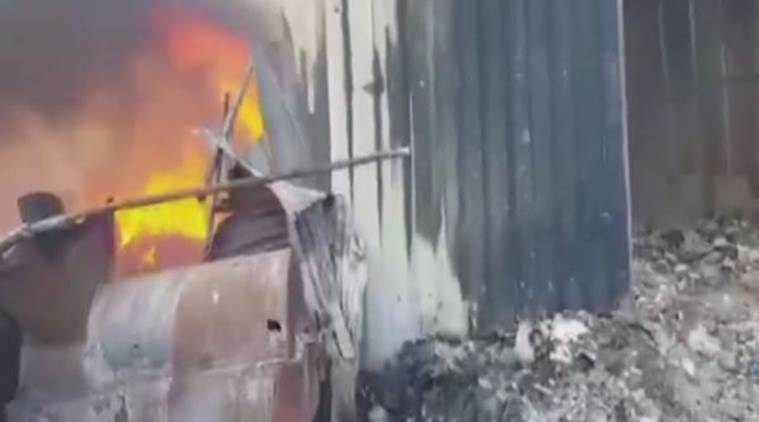 Fire at scrap market in Mumbai