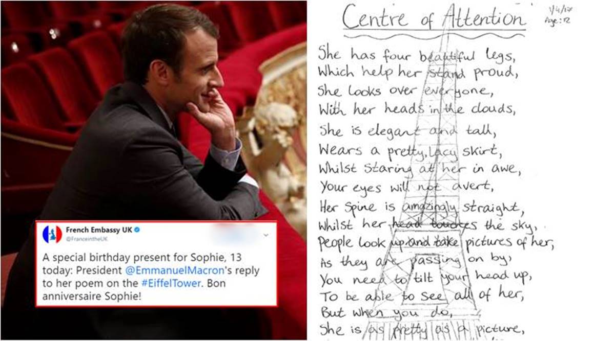 French President Penned A Birthday Poem For 13 Year Old British Girl Who Loves The Eiffel Tower Trending News The Indian Express