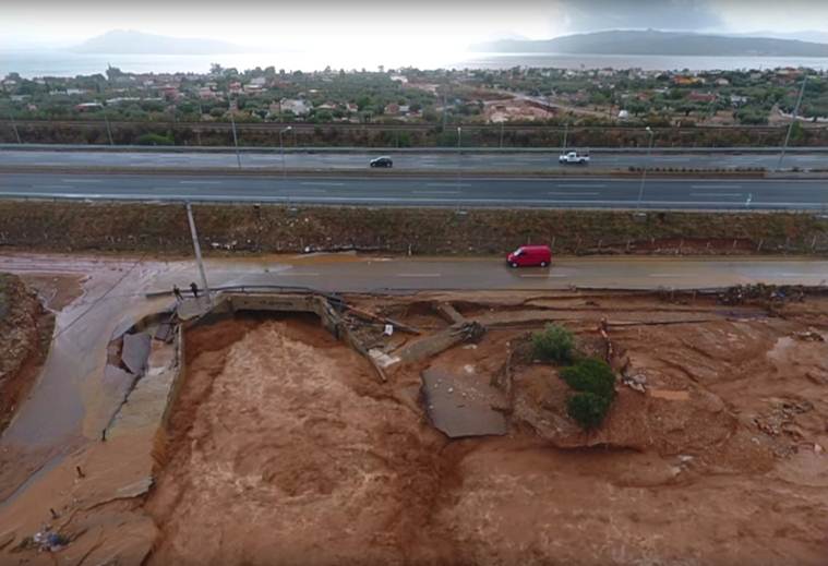 Greece, greece floods, greek flash floods, flash floods in greece, world news, indian express news,