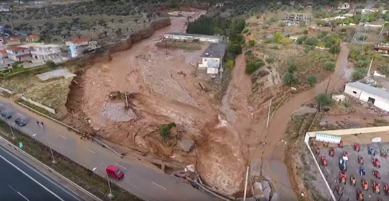 Greece, greece floods, greek flash floods, flash floods in greece, world news, indian express news,
