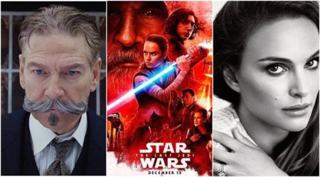 hollywood news of today includes kenneth branagh and his film murder on the orient express, jessica chastain, natali portman, adam driver and his upcoming film star wars the last jedi