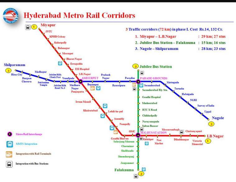 Hyderabad Metro Rail Flagged Off Today See Fares Timings Routes And   Hyderabad Metro Route 