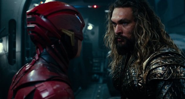 ezra miller as flash and jason momoa as aquaman