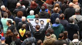 Catalonia independence demonstrators participating in rally against Spanish government