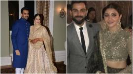Virat Kohli and Anushka Sharma at Zaheer Khan, Sagarika Ghatge's wedding reception