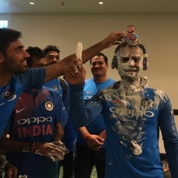 Virat Kohli Celebrates 29th Birthday With Indian Cricket Team And You Won T Recognise Him Sports Gallery News The Indian Express