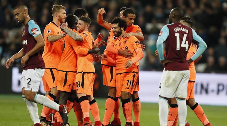 liverpool win 4 1 at west ham to close gap on premier league top five sports news the indian express https indianexpress com article sports football english premier league 2017 18 liverpool win 4 1 at west ham to close gap on premier league top five 4922920