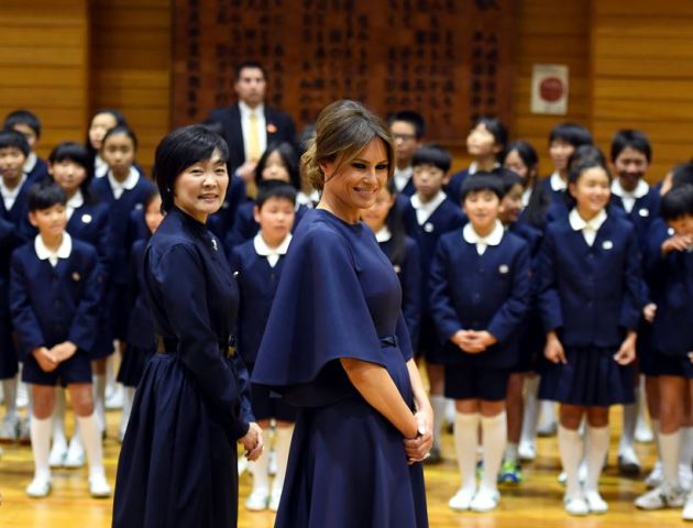 melania trump pics, trump japan visit images, melania trump in tokyo photos, trump asia tour pictures, japan first lady, akie abe photo