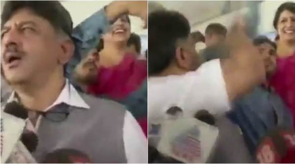 minister hits man for selfie, karnataka minister hits man, karnataka minister hits when asked for selfie, DK Shivakumar hits man for selfie, indian express, indian express news