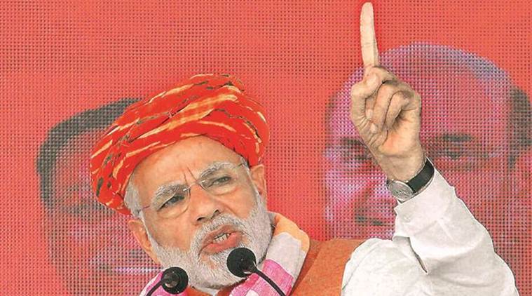 PM Narendra Modi addresses a public meeting in Bhuj, Gujarat