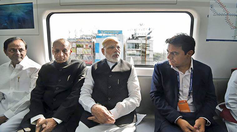 PM Narendra Modi flags off Hyderabad Metro