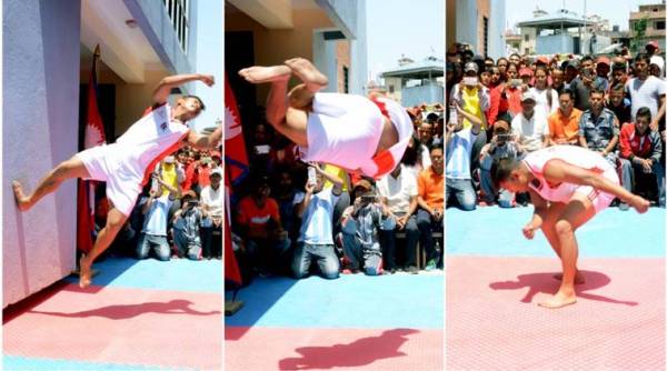 Guinness World Records, Guinness World Records for backflips, Guinness World Records dinesh sunar, dinesh sunar stuntman, dinesh sunar parkour athlete, nepali stunt man Guinness World Records, indian express, indian express news