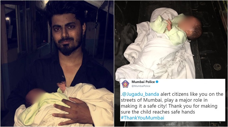 mumbai police, mumbai police twitter, mumbai police saves baby, mumbai police saves baby life, mumbai man saves baby with mumbai police, indian express. indian express news