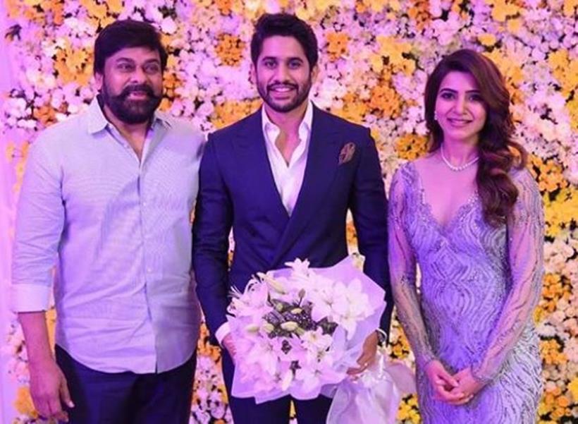 samantha wedding reception, naga chaitanya wedding reception, samantha reception, naga chaitanya reception, chiranjeevi, chaysam hyderabad reception
