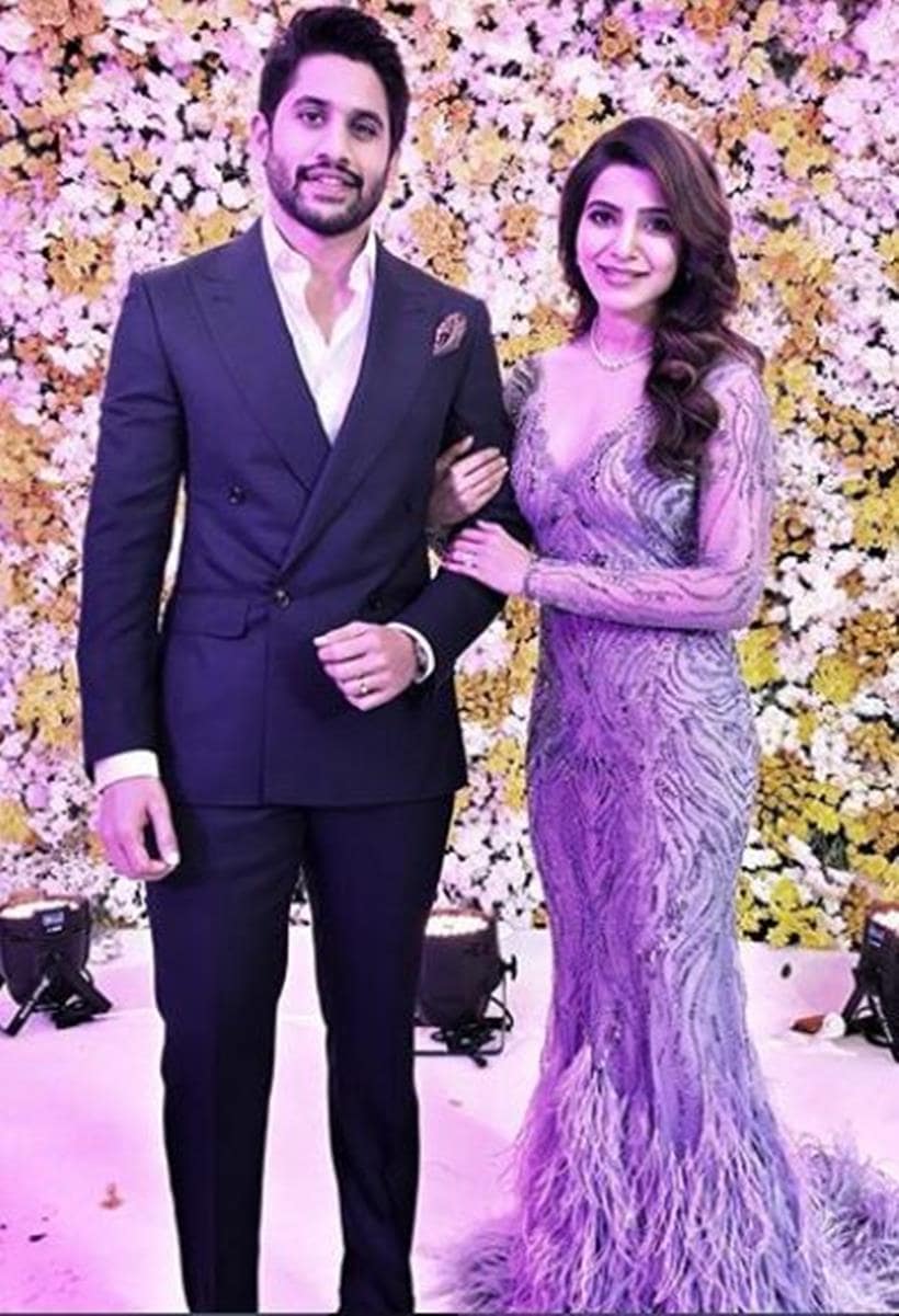 samantha wedding reception, naga chaitanya wedding reception, samantha reception, naga chaitanya reception