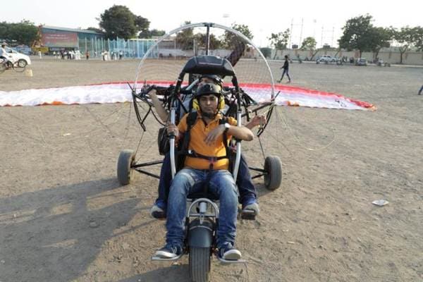 Para-gliders, Rajkot, voting appeal, Gujarat polls, assembly elections, EVM, Election Commission, Indian Express
