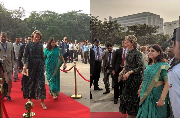 queen Mathilde, belgium queen, blgium queen anita dongre, anita dongre queen Mathilde, royals in anita dongre collection, queen Mathilde anita dongre meeting, fashion news, indian express