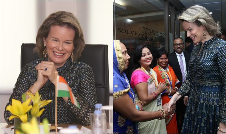 queen Mathilde, belgium queen, blgium queen anita dongre, anita dongre queen Mathilde, royals in anita dongre collection, queen Mathilde anita dongre meeting, fashion news, indian express