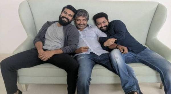 Rajamouli tweeted a photo with Ram Charan and Jr NTR.