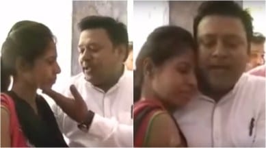 viral videos, viral videos india, man singing romantic songs to wife at police station, man trying to coax wife by singing at the police station, man serenading to wife at police station video, man singing to wife video viral, indian express, indian express news