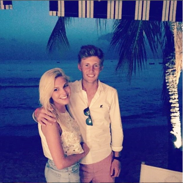 Joe Root with Carrie Cotterell.