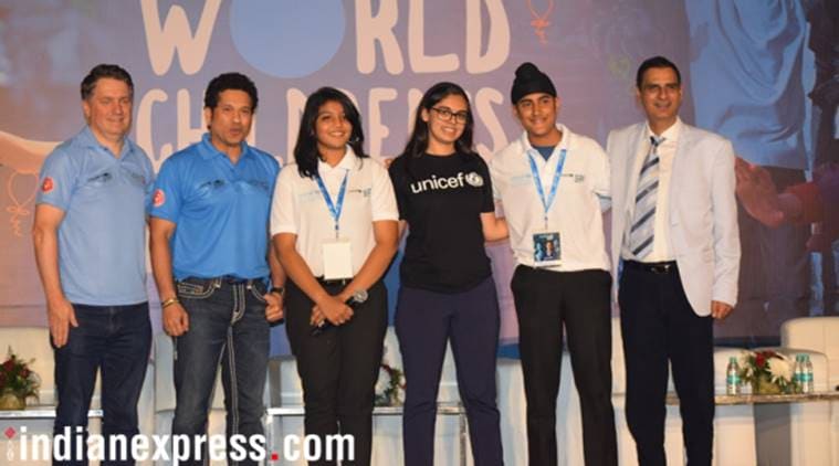 Sachin Tendulkar, unicef ambassador, played cricket with kids on World Children's Day 