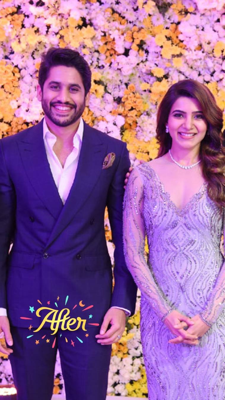 Samantha Ruth Prabhu, Naga Chaitanya, Samantha naga wedding reception, chaisam Hyderabad reception, Hyderabad Samantha naga reception, Samantha naga latest photos, Samantha naga recent photos, chaisam Hyderabad reception inside photo