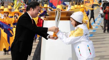 south korea, olympic flame, 2018 Pyeongchang Games, psyeongchang games, sports news, indian express