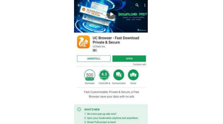 759px x 422px - UC Browser app with updated settings now back on Google Play Store |  Technology News - The Indian Express