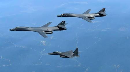 US bomber jets, South Korea, North Korea missile launch, Donald Trump, World news, Indian Express