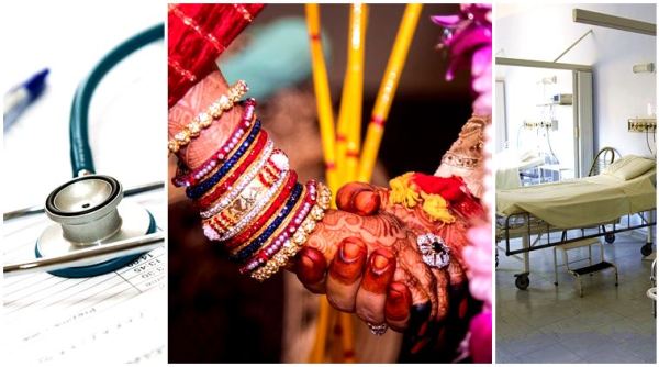 groom takes baaraat to hospital, groom bride baaraat hospital, bride groom married hospital, groom baaraat bride, bride groom, wedding, wedding india, indian express, indian express news