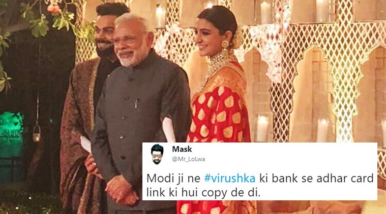 virat kohli anushka sharma, virat kohli anushka sharma reception pics, virat anushka reception, virat anushka reception pics, virat anushka photos, virat anushka photos from reception, virat anushka reception twitter reactions, indian express, indian express news