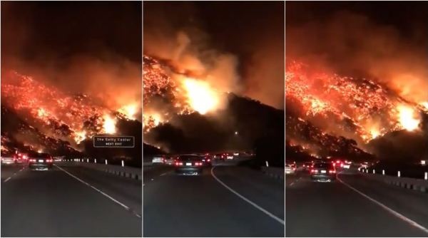 wildfire, california, LA wildfire, skirballfire, thomasfire, california highway wildfire, wildfire photos, california wildfire videos, viral videos, indian express