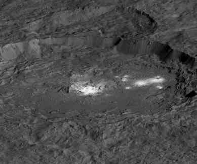 NASA Dawn mission, dwarf planet Ceres, subsurface ocean, Ceres' surface, bright spots, California Institute of Technology, Occator crater, minerals, bright materials
