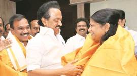 DMK working president M K Stalin, M K Stalin, Rajya Sabha MP Kanimozhi, Former telecom minister A Raja, A Raja, India News, Indian Express, Indian Express, Indian Express News