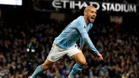 David Silva celebrates a goal against West Ham United
