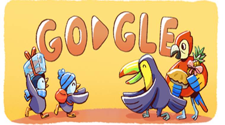 google doodle, december global festivities, christmas, google doodle on christmas, google doodle penguins, google doodle tis the season, indian express, indian express news