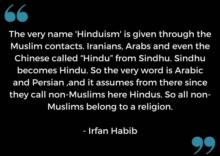 Irfan Habib on Hindu word origin