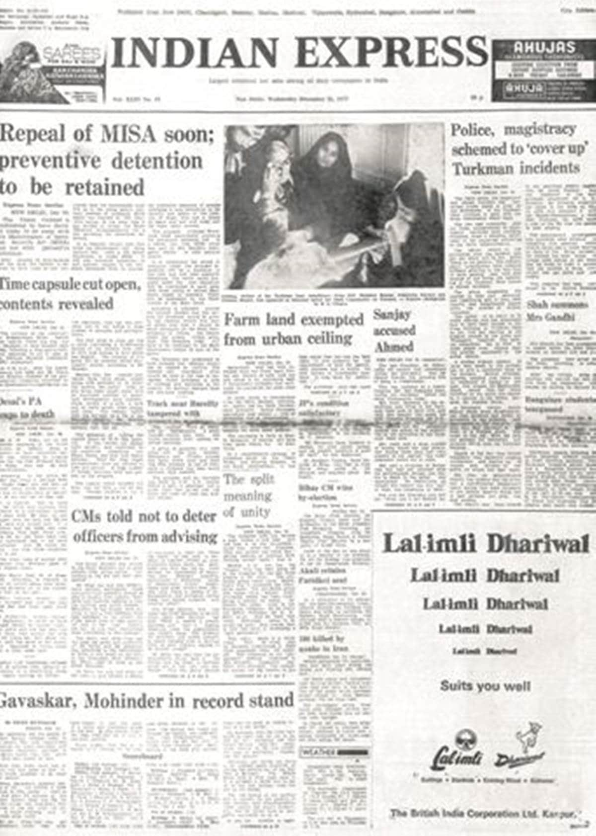 December 21 1977 Forty Years Ago Misa Scrapped The Indian Express