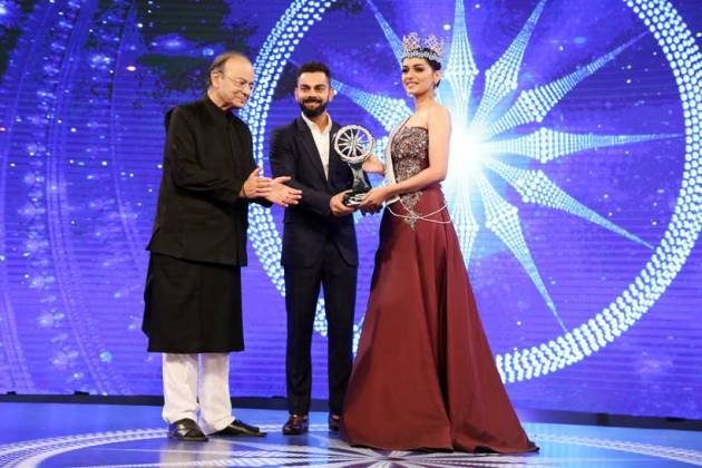 Manushi Chhillar, Virat Kohli, Arun Jaitley, Rajkummar Rao, Adar Poonawalla, Ravi Shastri, Kidambi Srikanth, CNN IBN Indian of the Year Awards 2017, Indian of the Year Awards 2017, Mnaushi Chhillar at Indian of the Year Awards, Virat Kohli at Indian of the Year Award, Manushi Chhillar news, Manushi Chhillar latest news, Manushi Chhillar photos, Manushi Chhillar latest photos, Manushi Chhillar pictures, Manushi Chhillar latest pictures, Manushi Chhillar fashion, Manushi Chhillar style, Manushi Chhillar in gown, Manushi Chhillar in Monisha Jaisingh, celeb fashion, bollywood fashion, celeb news, Bollywood news, indian express, indian express news
