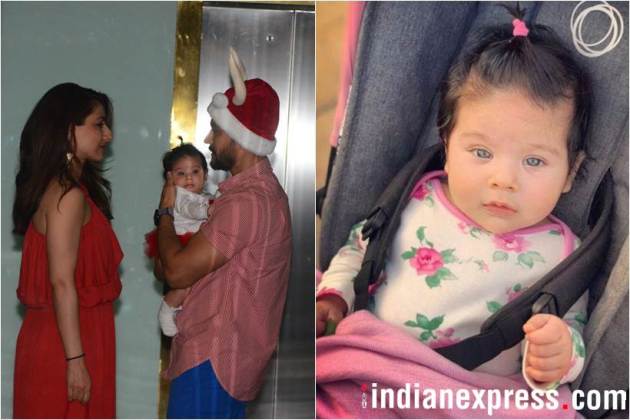 soha ali khan with daughter inaaya and kunal kemmu at arpita khan christmas party