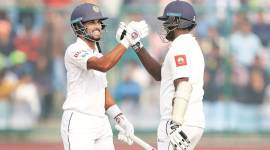 Both Dinesh Chandimal and Angelo Mathews notched up individual hundreds in New Delhi.