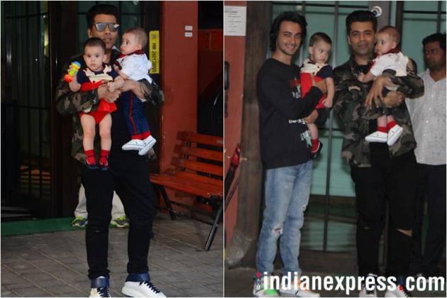 photos of karan johar with twins yash and roohi at arpita khan party