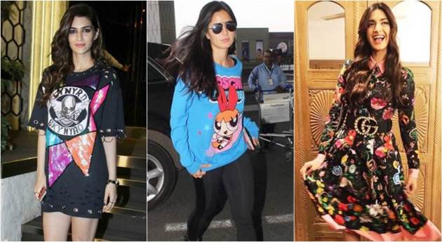 Katrina Kaif, Quriky prints, Sonam Kapoor, Kangana Ranaut, Katrina Kaif, Jacqueline Fernandez, Shraddha Kapoor, Karisma Kapoor, Yami Gautam, Ileana D'Cruz, Shweta Bachchan, Sonam Kapoor fashion, Kangana Ranaut fashion, Katrina Kaif fashion, Jacqueline Fernandez fashion, Shraddha Kapoor fashion, Karisma Kapoor fashion, Yami Gautam fashion, Ileana D'Cruz fashion, Shweta Bachchan fashion, quirky printed top, quirky printed dress, cartoon printed dress, quirky printed tees, quirky prints bollywood, quirky print outfits, celeb fashion, bollywood fashion, indian express, indian express news, Kriti Sanon