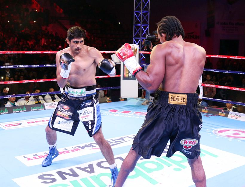 Vijender Singh, Vijender Singh vs Ernest Amuzu, Vijender vs Amuzu, Rajasthan Rumble, Vijender vs Amuzu photos, Indian Express