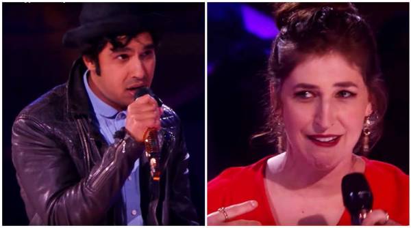 the big bang theory, kunal nayyar, mayim bialik, the big bang theory stars, kunal nayyar mayim bialik rap battle, savage rap battle, kunal nayyar mayim bialik roast, indian express, indian express news