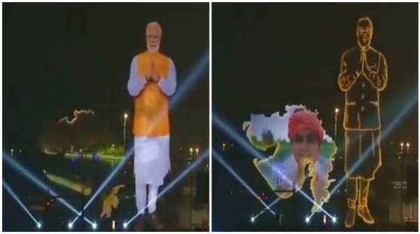 gujarat elections 2017, narendra modi, laser light show, gujarat elections laser show, narendra modi laser show, gujarat elections videos, narendra modi videos, indian express, indian express news