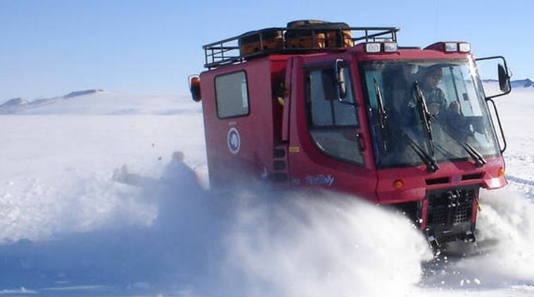 NASA mission, Antarctica trek, South Pole, ICESat-2, polar ice caps, PistenBullys, weather gear, scientific instruments, meltwater, sea level rise, satellite data, Earth's ice, Antarctic ice