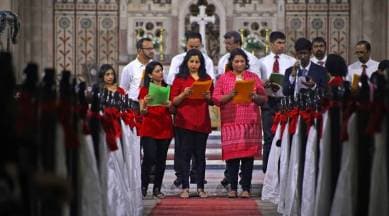 carol singing during church service